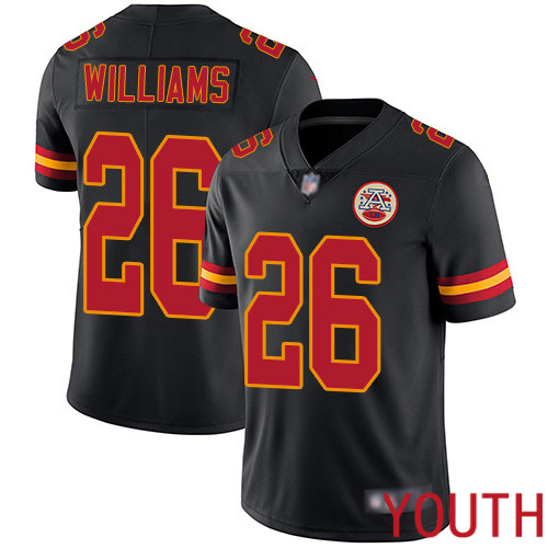 Youth Kansas City Chiefs #26 Williams Damien Limited Black Rush Vapor Untouchable Football Nike NFL Jersey->nfl t-shirts->Sports Accessory